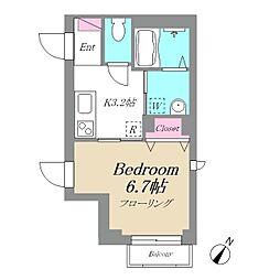 西武新宿線 沼袋駅 徒歩1分の賃貸マンション 3階1Kの間取り