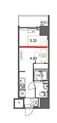 ジェノヴィア東神田グリーンヴェール 1DKの間取図画像