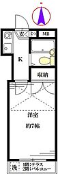 要町ホワイトコート 1階1Kの間取り