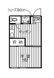 サンエイハイツ 2階1Kの間取り
