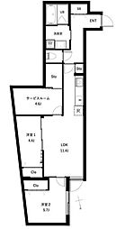 ＣＯＥＵＲ ＢＬＡＮＣ西荻窪 地下1階2SLDKの間取り
