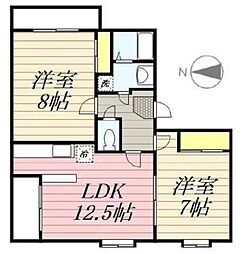 グランドール立川 2LDKの間取図画像