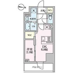 アーバンパーク扇大橋 5階1DKの間取り