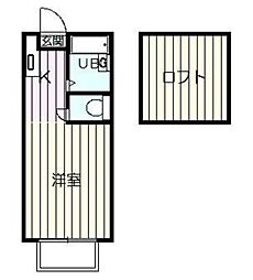 西武新宿線 武蔵関駅 徒歩8分の賃貸アパート 2階ワンルームの間取り