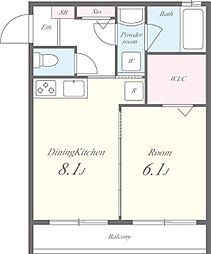 ThreeM 1DKの間取図画像