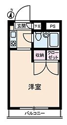 ブライトコート壱番館 2階1Kの間取り