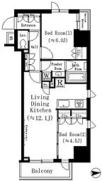 ルフォンプログレ文京湯島 2LDKの間取図画像