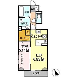 アンビエンテ柴崎C 1LDKの間取図画像