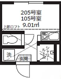 アミティエ東小岩 2階ワンルームの間取り