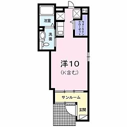 ＯＰＥＲＡ 1階ワンルームの間取り