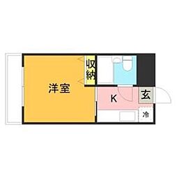 メゾン・ド・祇園 ワンルームの間取図画像