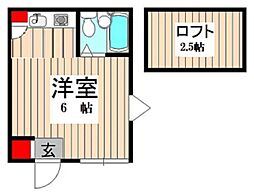 ペアパレス志木 1階ワンルームの間取り