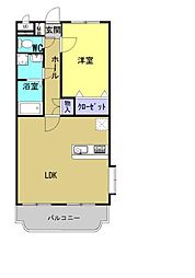 市営大野団地 1LDKの間取図画像