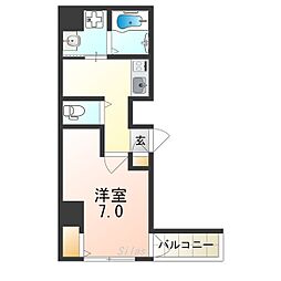 南海線 堺駅 徒歩4分の賃貸マンション 3階1Kの間取り