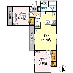 グラナーデ江戸川B 3階2LDKの間取り