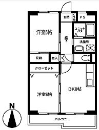 グリーンパークおし沼 2DKの間取図画像