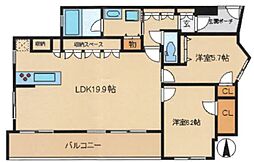 東急ドエルアルス国立 2LDKの間取図画像