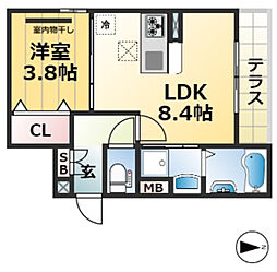 TheCross 1LDKの間取図画像