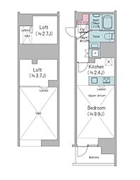 クロスレジデンス大崎 2階ワンルームの間取り