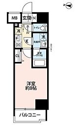プレール・ドューク東雲3 1Kの間取図画像