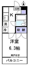 グリーンハイム 1Kの間取図画像
