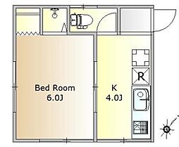 三恵荘 2階1Kの間取り