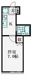 KYコーポ 2階1Kの間取り