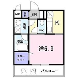 京急本線 大森海岸駅 徒歩7分の賃貸マンション 4階1Kの間取り