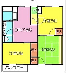 ＡＰＡ ＫＩＴ Ａ棟 2階3DKの間取り
