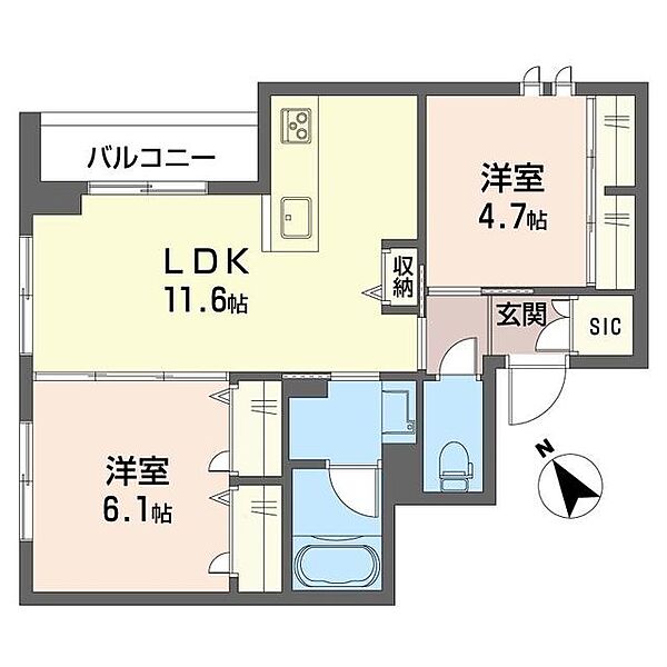 スリジエ大森東 00205｜東京都大田区大森東４丁目(賃貸マンション2LDK・2階・52.95㎡)の写真 その2