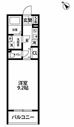 メテオール・リオン ワンルームの間取図画像