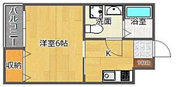 フラワーダイニング吉塚 1階1Kの間取り