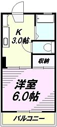 ハイツ平成 1Kの間取図画像