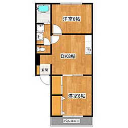 スカイハイツ内橋I　Ｃ棟 2階2LDKの間取り