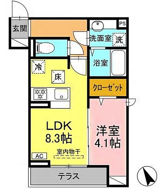 仮称）D-Room飛田給1丁目 201｜東京都調布市飛田給１丁目(賃貸アパート1LDK・2階・33.69㎡)の写真 その2
