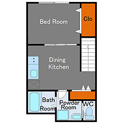 MELDIA 2階1DKの間取り