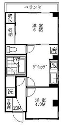 グレース山口 2DKの間取図画像
