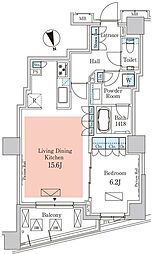 パークアクシス元麻布 2階1LDKの間取り