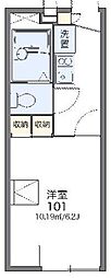 レオパレスピュア 1Kの間取図画像