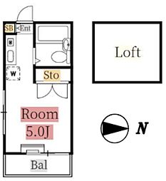 ロティー・ドウー ワンルームの間取図画像