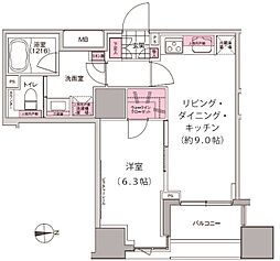 プレジリア東日本橋 1LDKの間取図画像