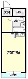 パークヒルズ高砂 ワンルームの間取図画像