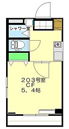 徳丸マンション 2階1Kの間取り