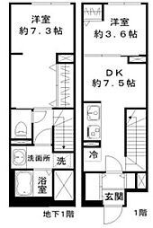 ソラシアレジデンス学芸大学II 2DKの間取図画像