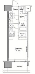 ザ・パークハビオ目黒 ワンルームの間取図画像