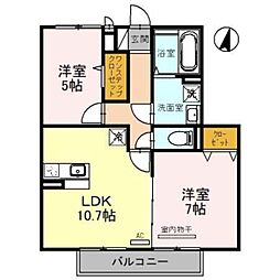 セジュール稲田本町 2LDKの間取図画像