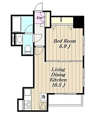 JR横浜線 町田駅 徒歩5分の賃貸マンション 6階1LDKの間取り