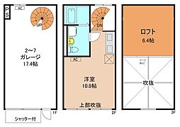 GLBゆめみ野B棟ガレージハウス 2階ワンルームの間取り