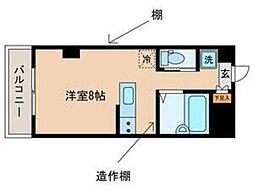 サンフラット世田谷 ワンルームの間取図画像