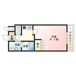 パームヒルズ 2階1Kの間取り